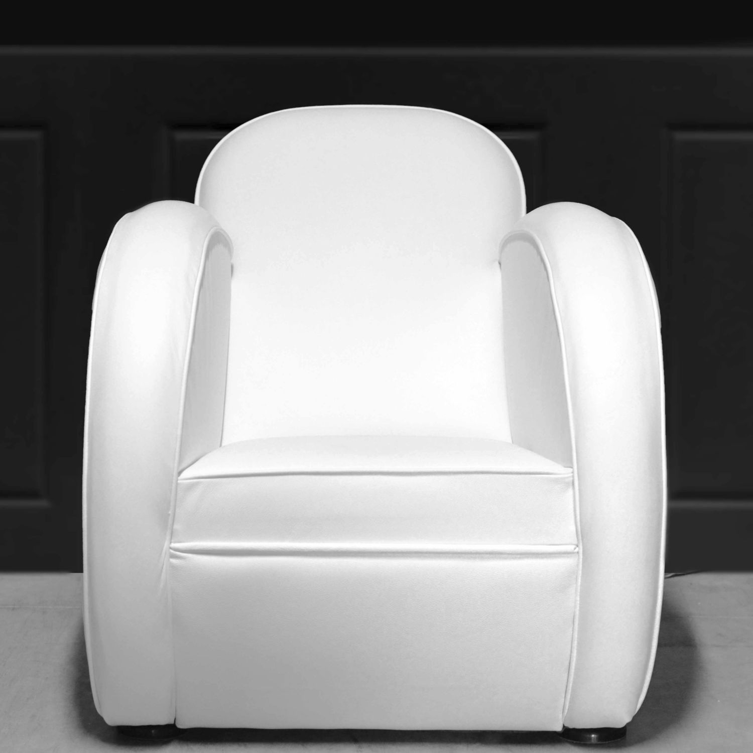 Art Deco club chair - ZEN - Harleq - leather / white / customizable color