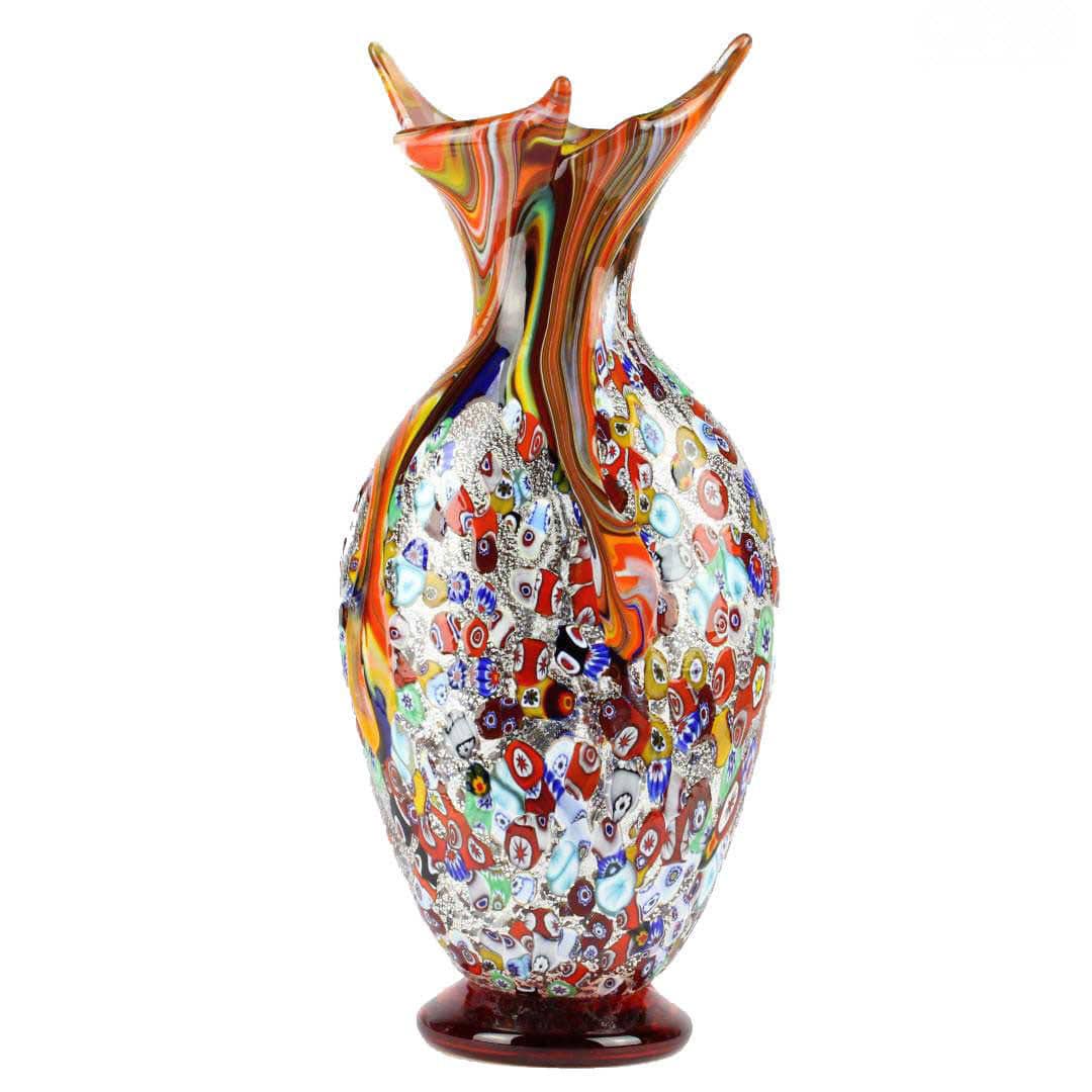 Contemporary vase PUNK MILLEFIORI AND SILVER SYMPHONY Original