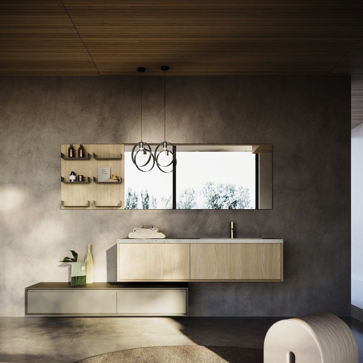 Wall-hung washbasin cabinet - MODULA SYSTEM 06 - PUNTOTRE - melamine ...