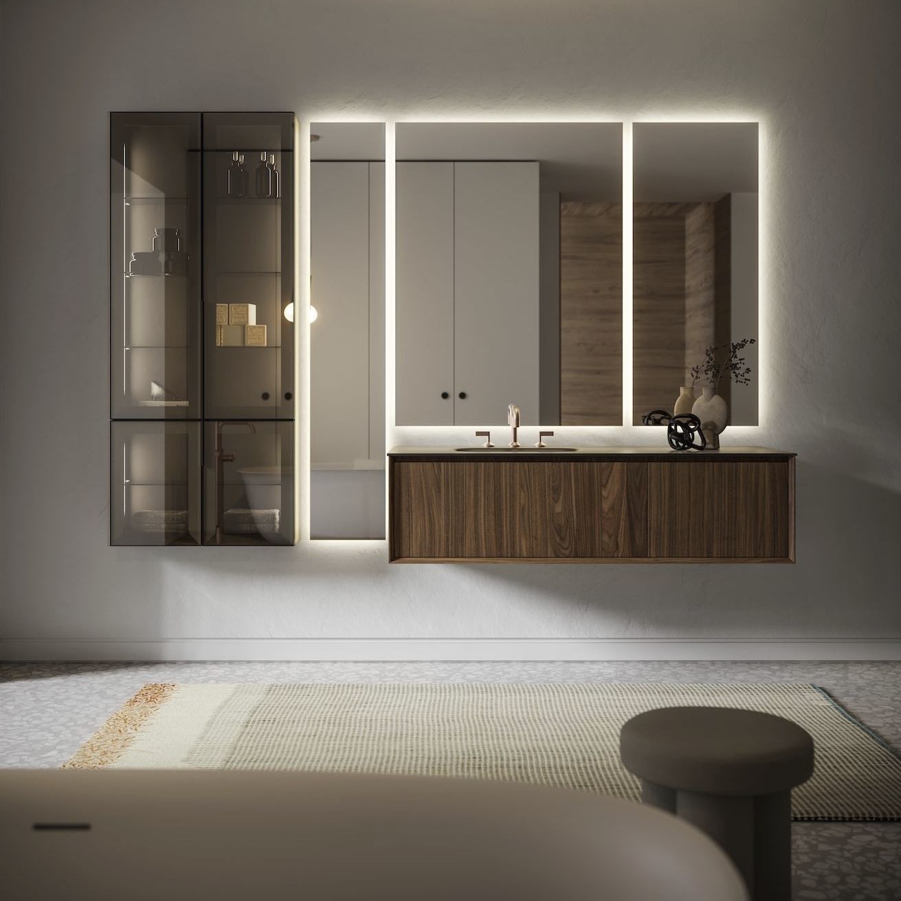 Wall-hung washbasin cabinet - MODULA SYSTEM 07 - PUNTOTRE - wooden ...