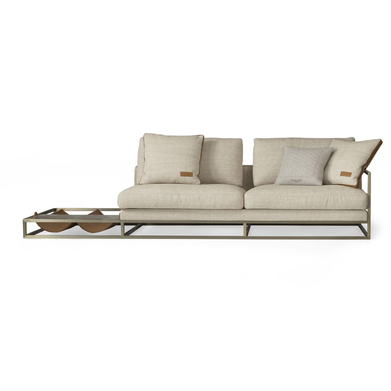 Contemporary Sofa Fabric Leather Walnut V210 W