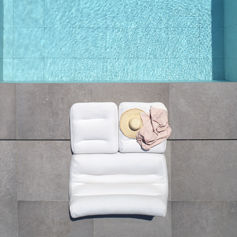 Contemporary sun lounger - SIT POOL - OGO - pool / double / white