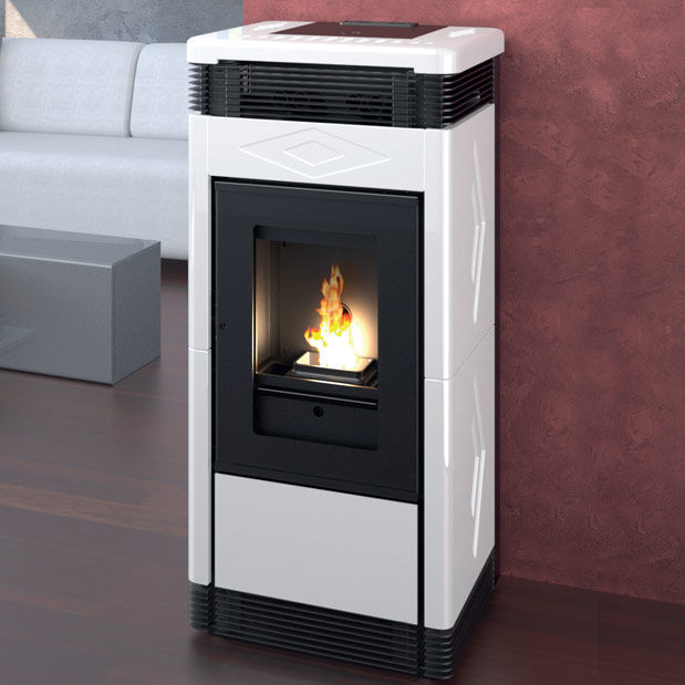 Pellet Boiler Stove Steel Glass Contemporary Twister 16