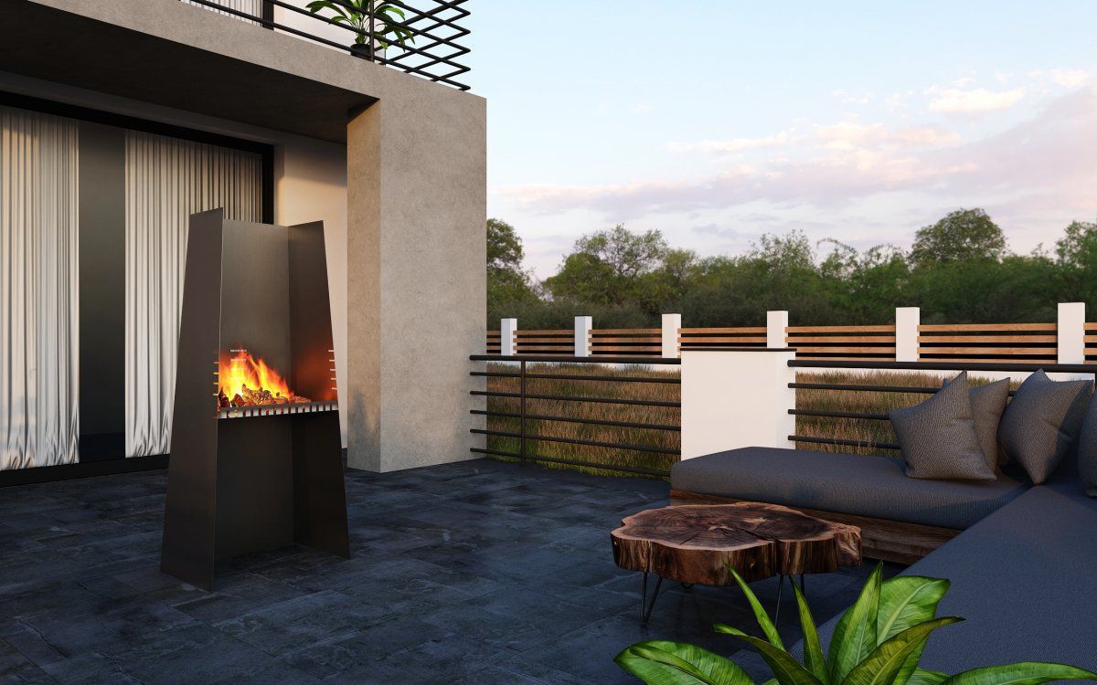 Wood Burning Fire Pit Cor Ten Steel Brushed Stainless Steel