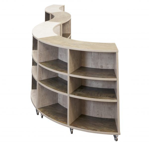 Room Divider Bookcase Double Curved Academia Furnitures Industries Mobile On Casters 8117