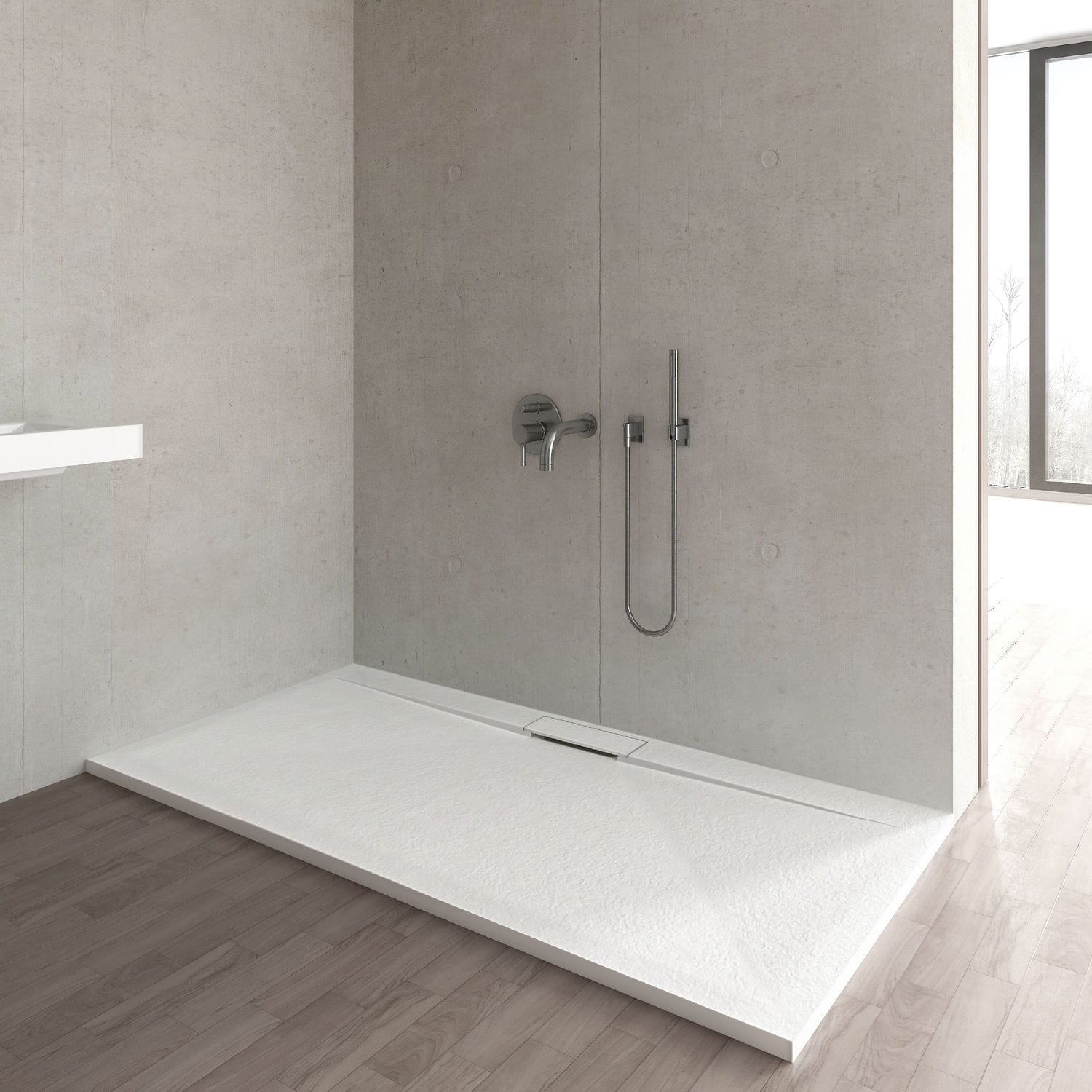 Rectangular shower base - SERIES K - DAYA - above floor / resin / with ...