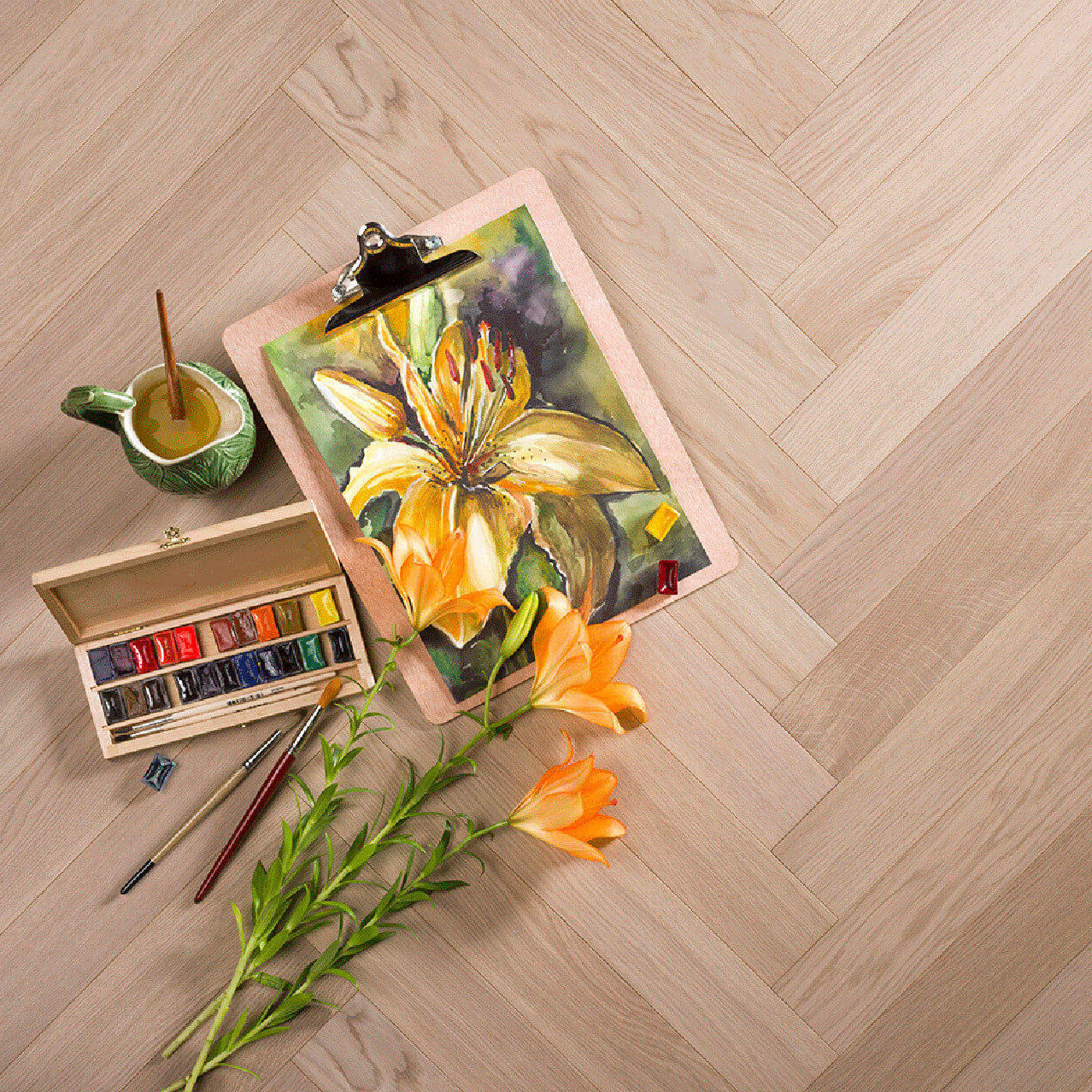 Solid parquet floor - SURCHOIX - Décoplus Parquets - oak / herringbone ...