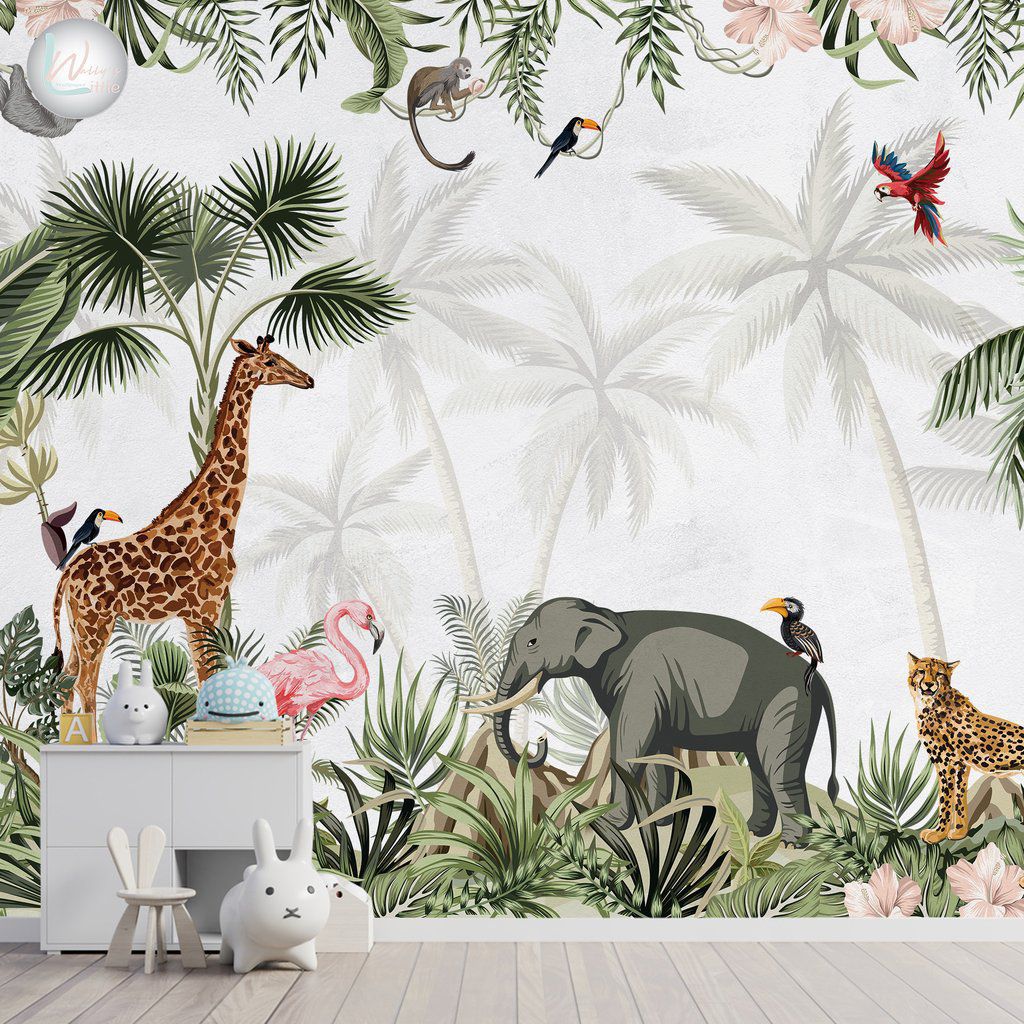 Contemporary wallpaper JUNGLE TROPICAL Wally's animal motif