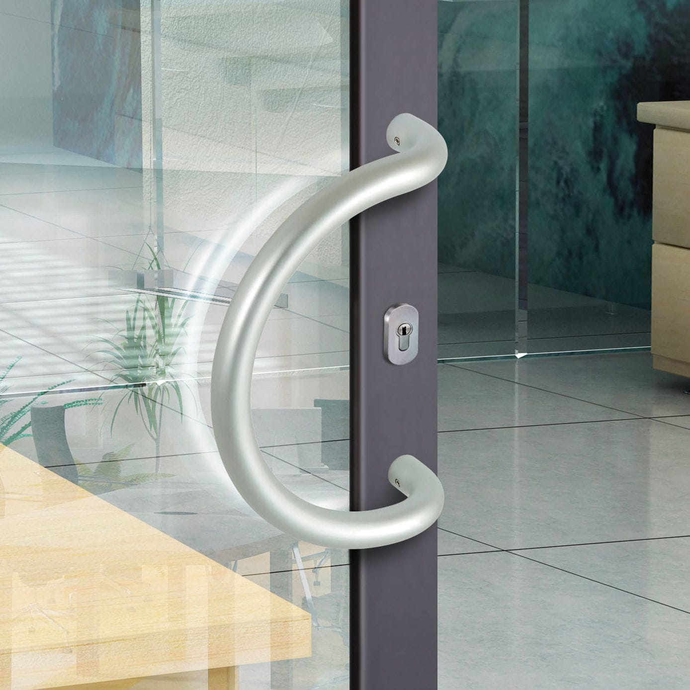 Swing fire door pull handle PG Vachette anodized aluminum