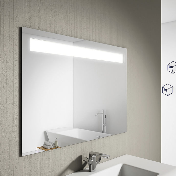 Wallmounted bathroom mirror LUMEN Visobath contemporary / rectangular / illuminated