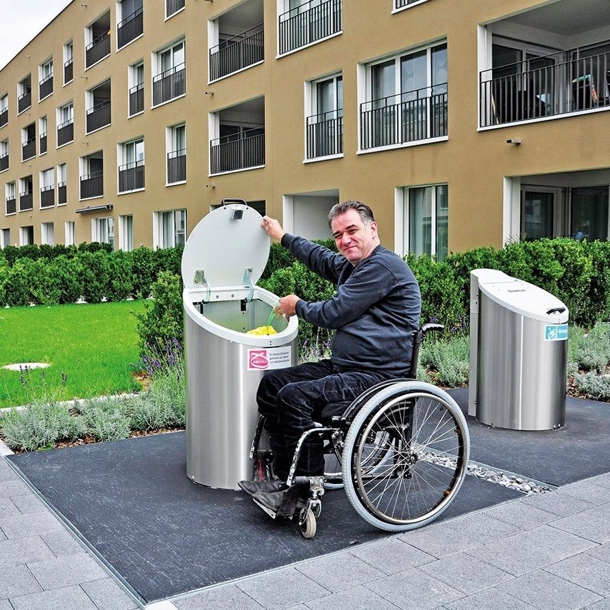 Trash can with underground receptacle Swingomat Villiger