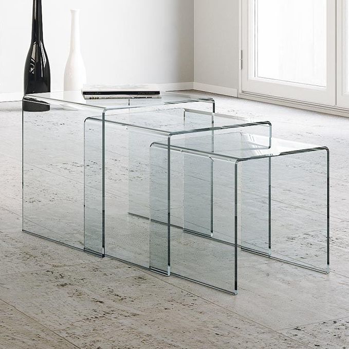 Contemporary side table Nest Itamoby curved glass / glass base