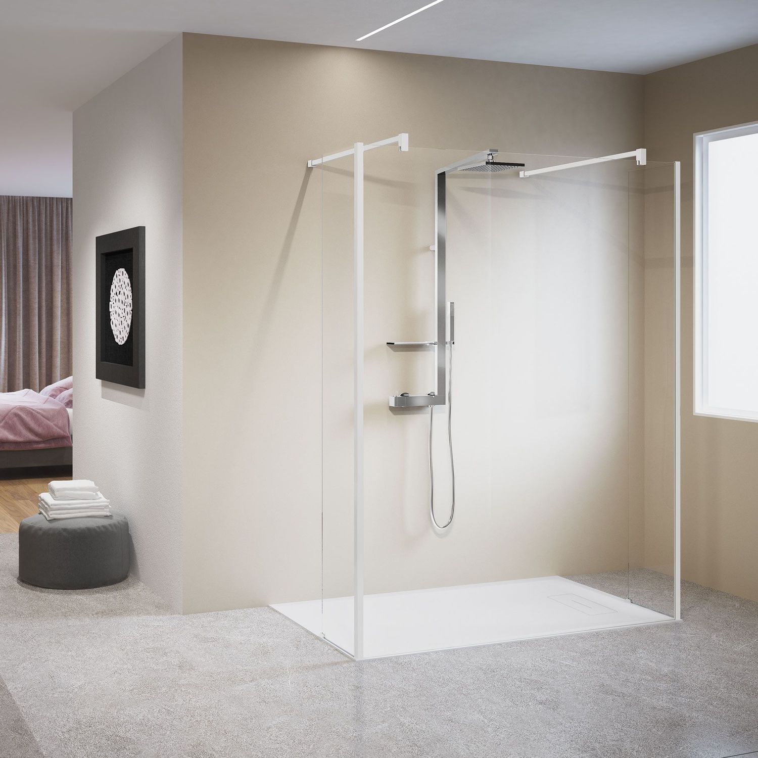 Fixed shower screen KUADRA H5 NOVELLINI rectangular / corner