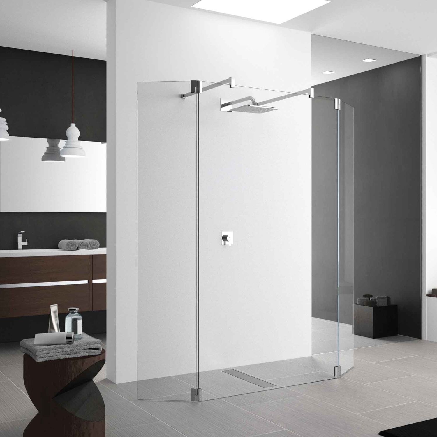 Fixed shower screen KUADRA H4 NOVELLINI flooreven / tempered