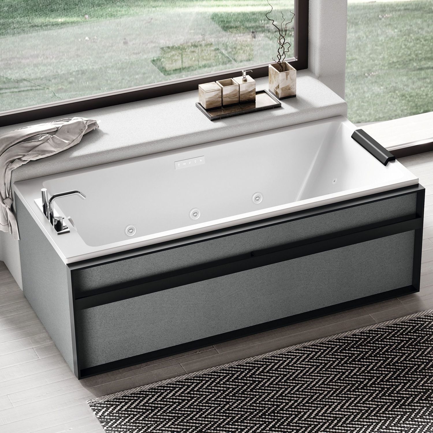 Square bathtub STYLE NOVELLINI freestanding / for homes