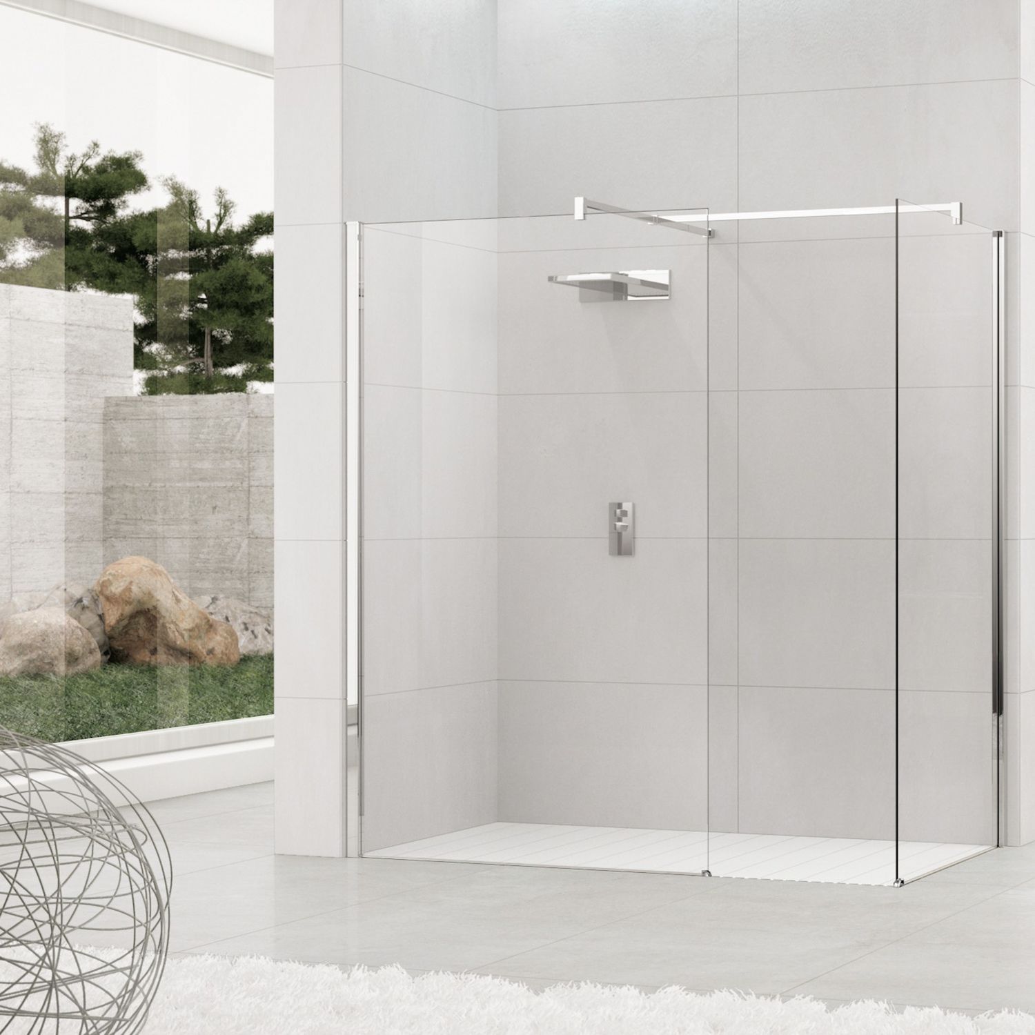 Fixed shower screen - KUADRA H+H - NOVELLINI - rectangular / corner ...