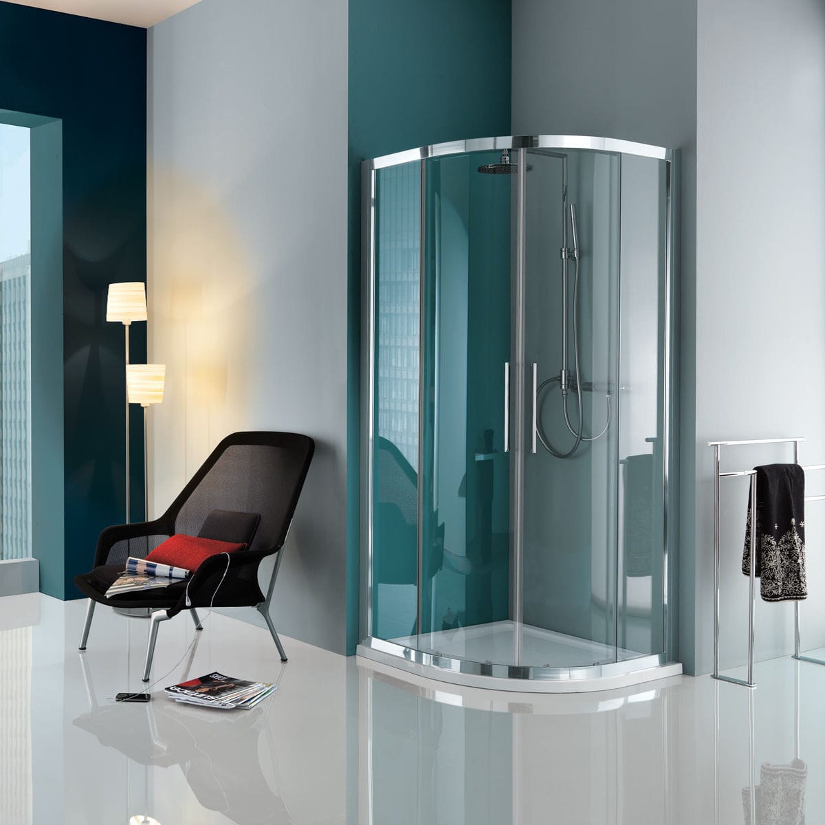 Sliding shower screen B7853 SAMO fixed / curved / corner