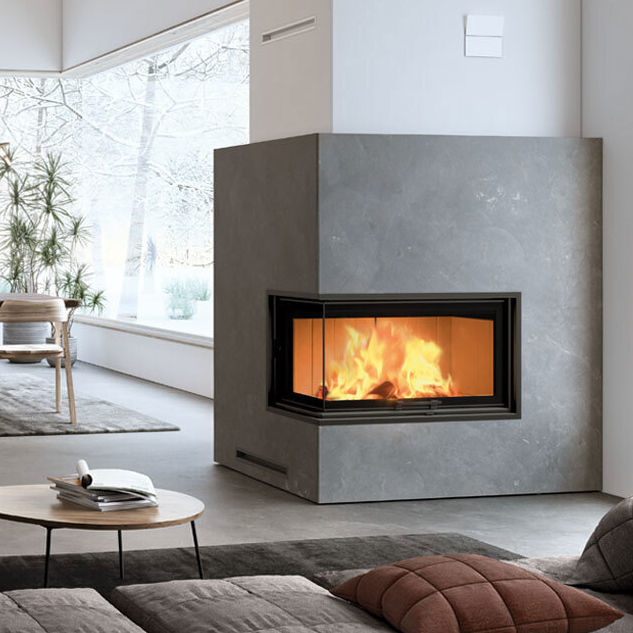 Closed wood hearth - WINDO2 75 - EDILKAMIN - corner / metal / glass