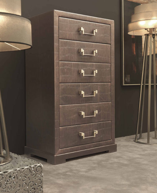 Contemporary Chest Of Drawers Leather Upholstered Brown