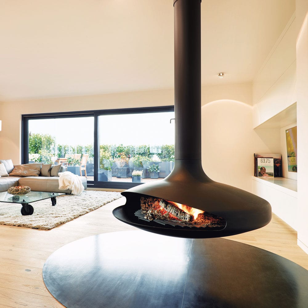 Woodburning fireplace GYROFOCUS Focus gas / contemporary / hanging