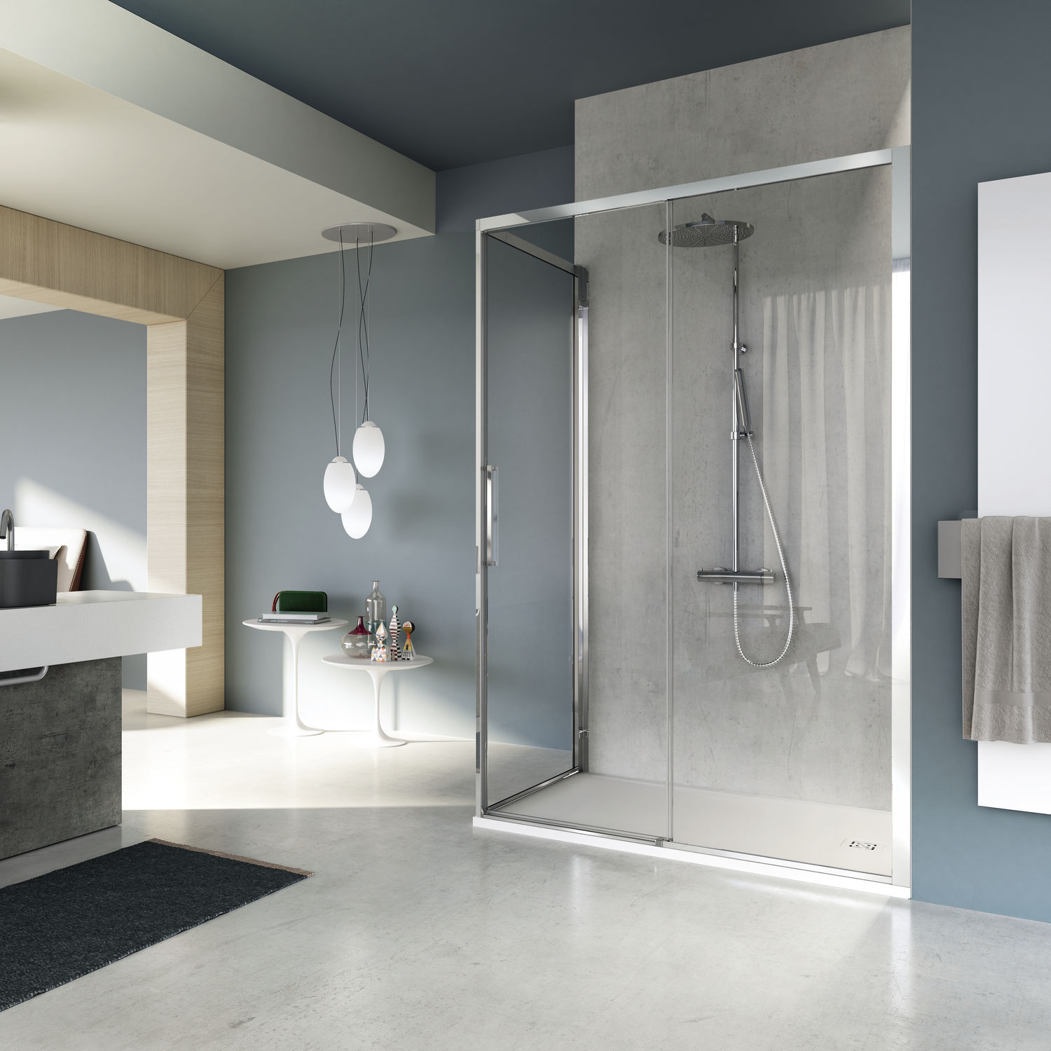 Glass Shower Cubicle Corner With Sliding Door Serie 7000