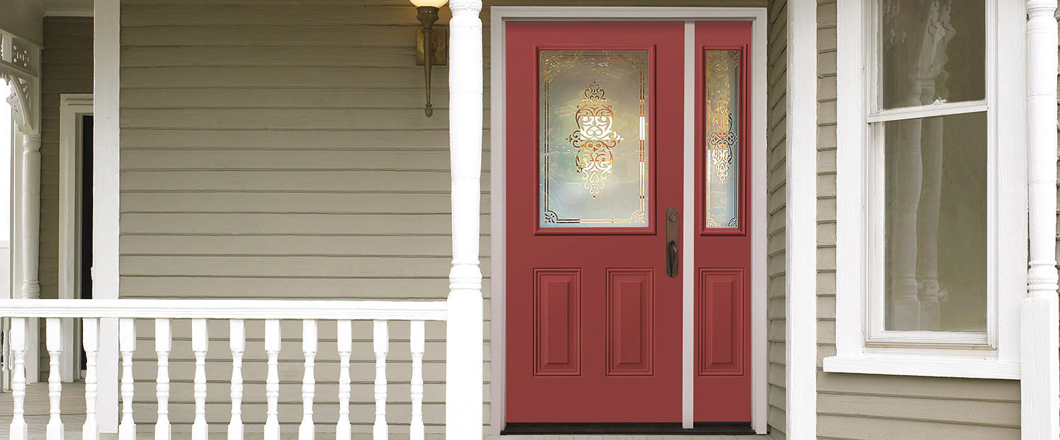 Entry Door Swing Steel Semi Glazed Profiles Therma Tru Doors