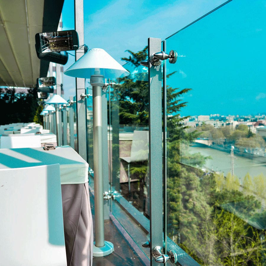 Stainless steel railing - FIN MONTI - SADEV - glass / glass panel / indoor