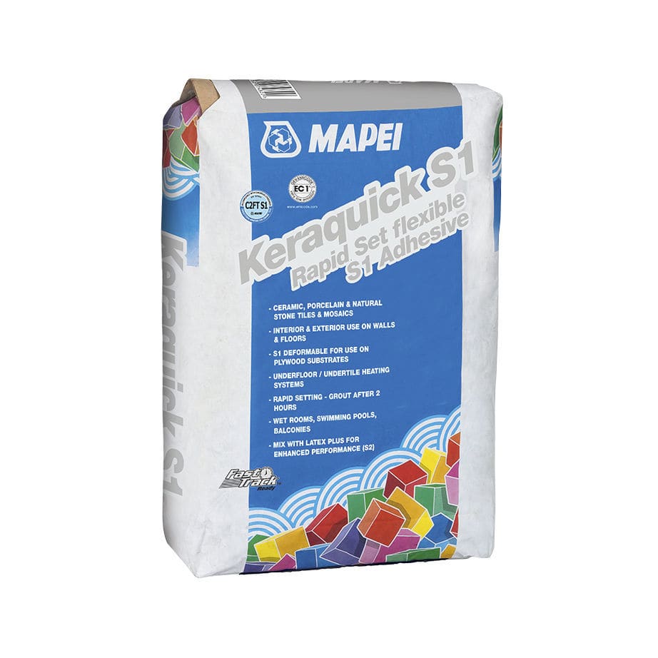 Grouting adhesive mortar KERAQUICK S1 MAPEI for tile / cement