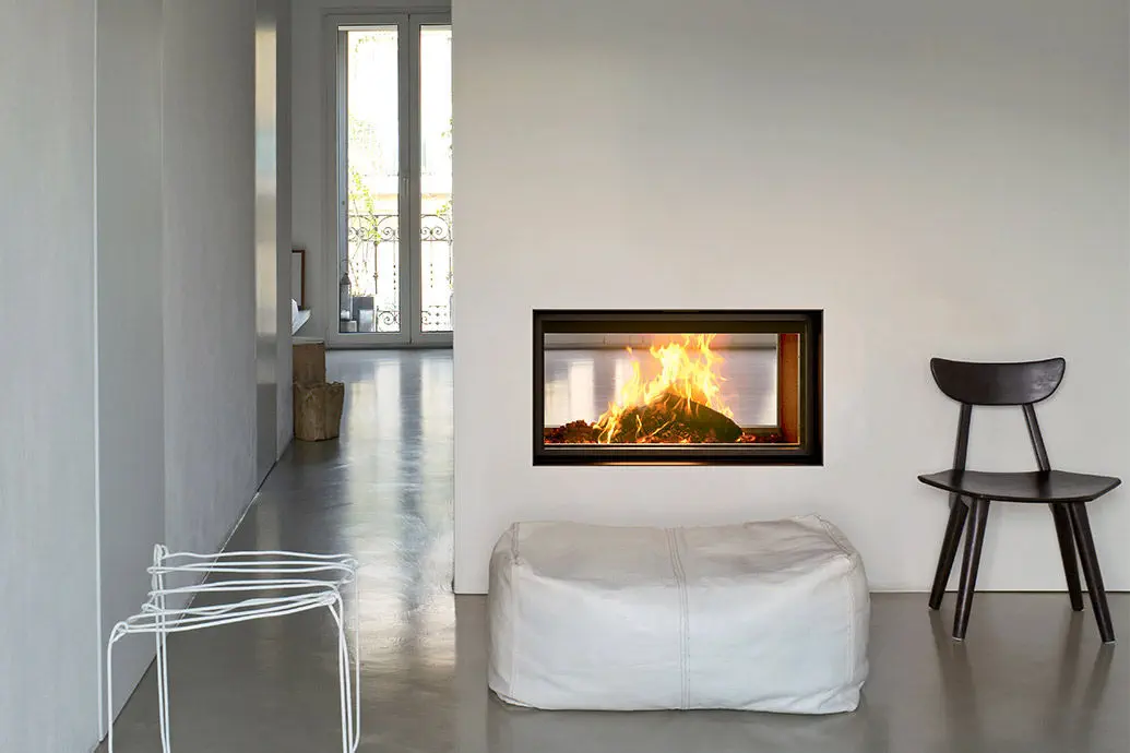 Wood-burning fireplace - PLASMA B95 - MCZ - wall-mounted / double