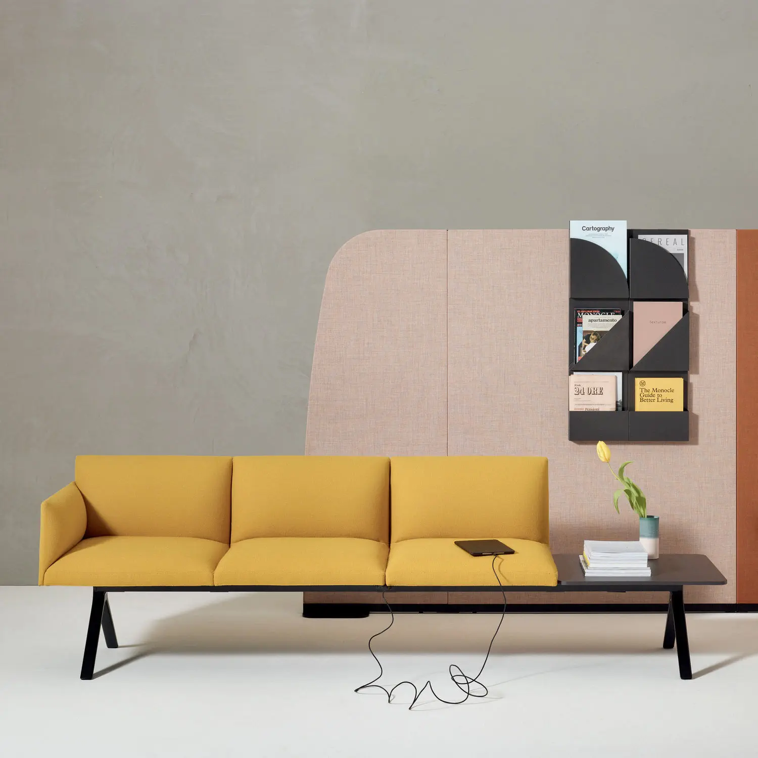 Modular upholstered bench - KIIK - Arper - contemporary / fabric