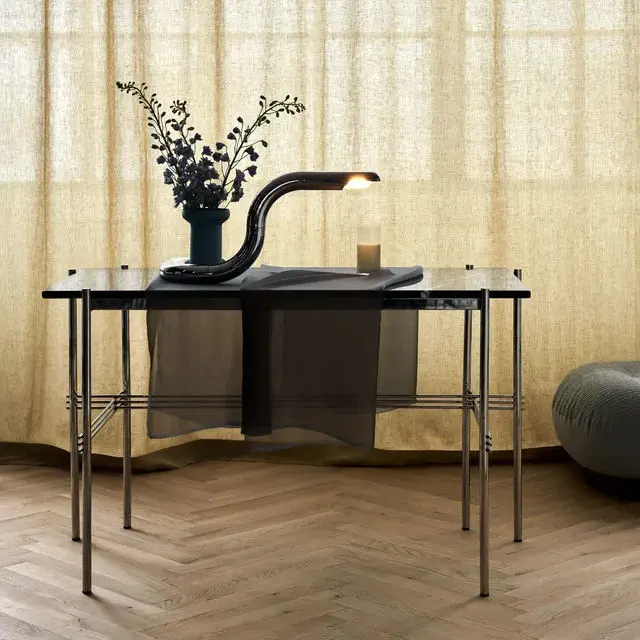 Contemporary console table - TS - GUBI - marble / metal base