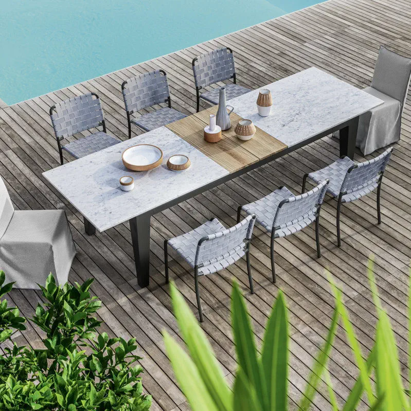 Contemporary table - INOUT - GERVASONI - teak / porcelain
