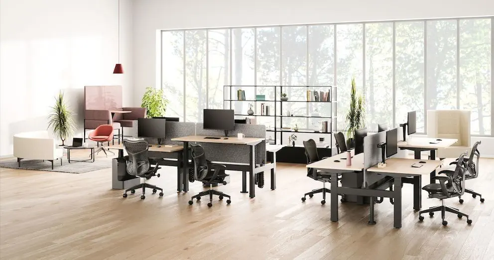 Workstation desk - NEVI LINK - Herman Miller - free-standing