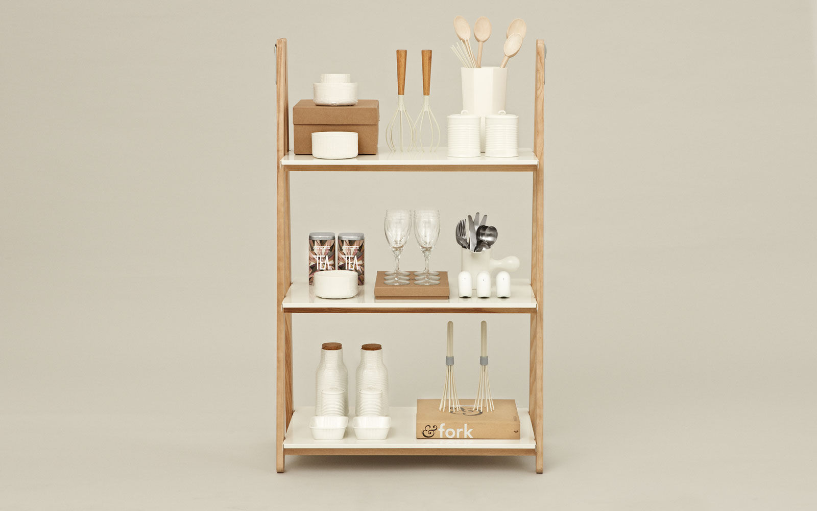 Contemporary shelf - ONE STEP UP - Normann Copenhagen - ash / steel