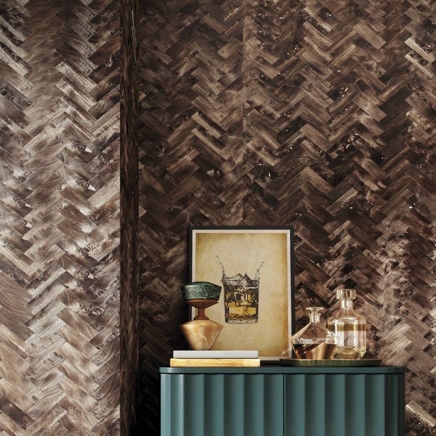 Interior wallcovering Burled Chevron Phillip Jeffries wood