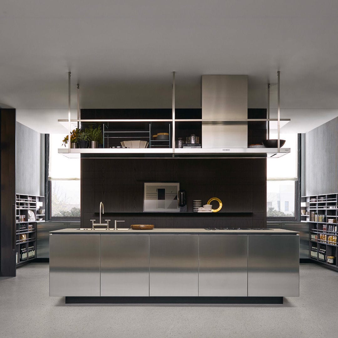 Contemporary kitchen - ARTEX - Poliform - oak / American walnut / glass