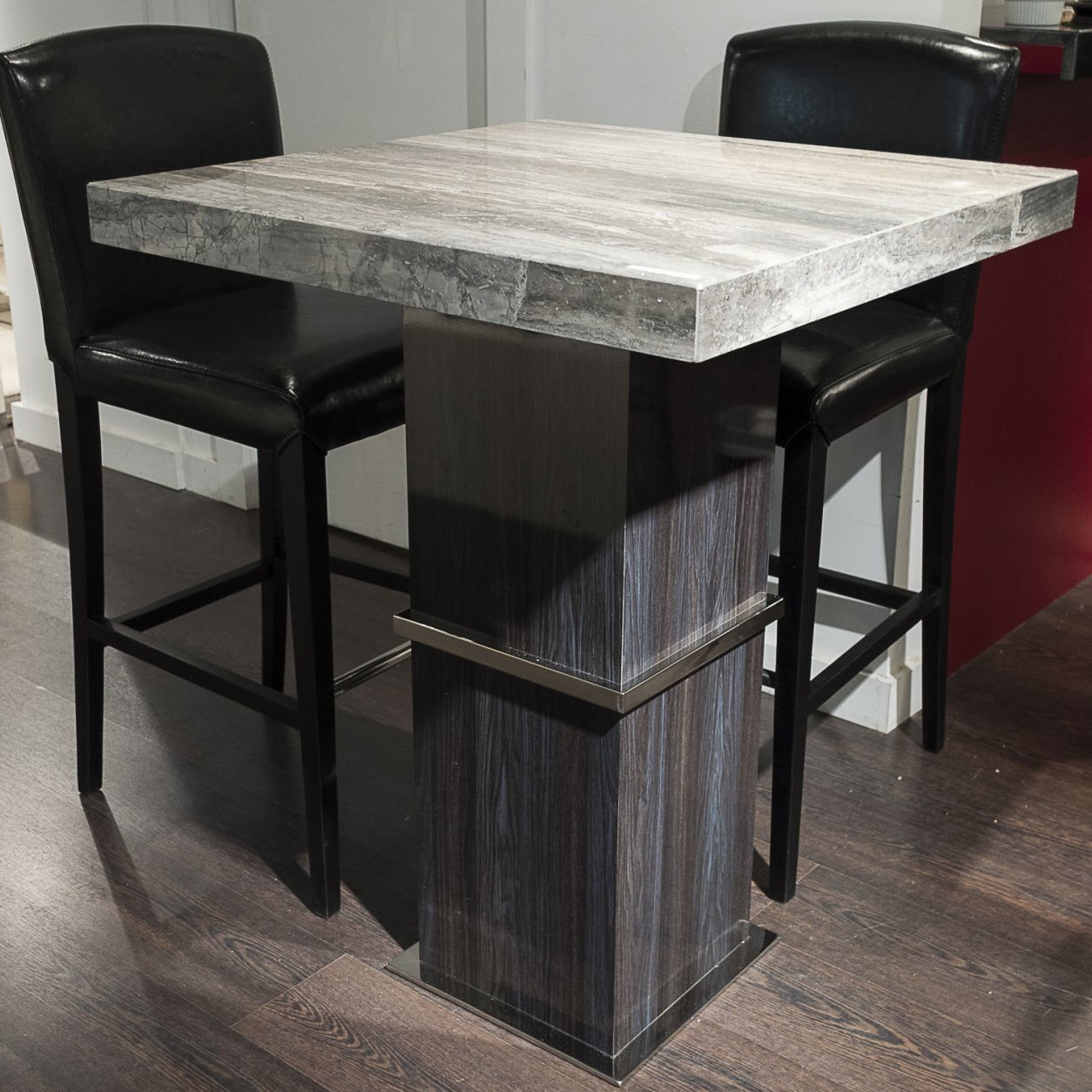 Contemporary high bar table SATURN LIGHT Stone International natural stone / wooden base