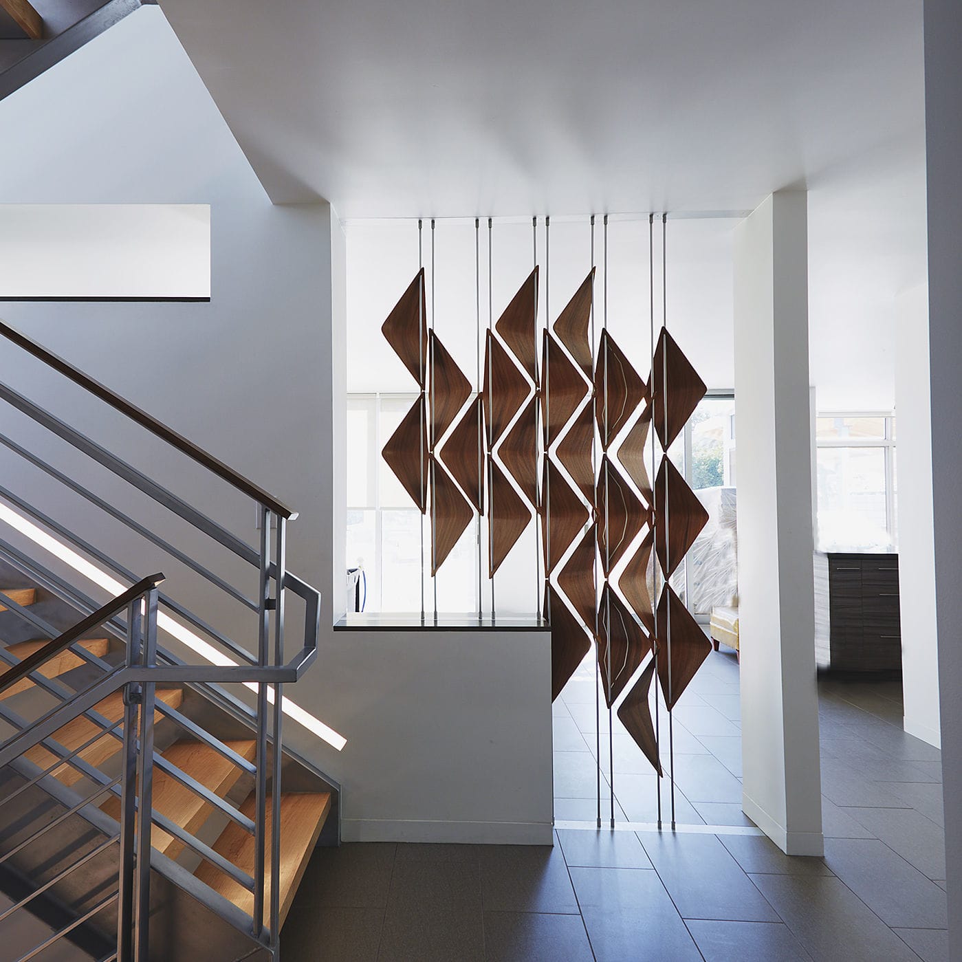 Walnut room divider WINDOW SHADES Elish Warlop Design Studio
