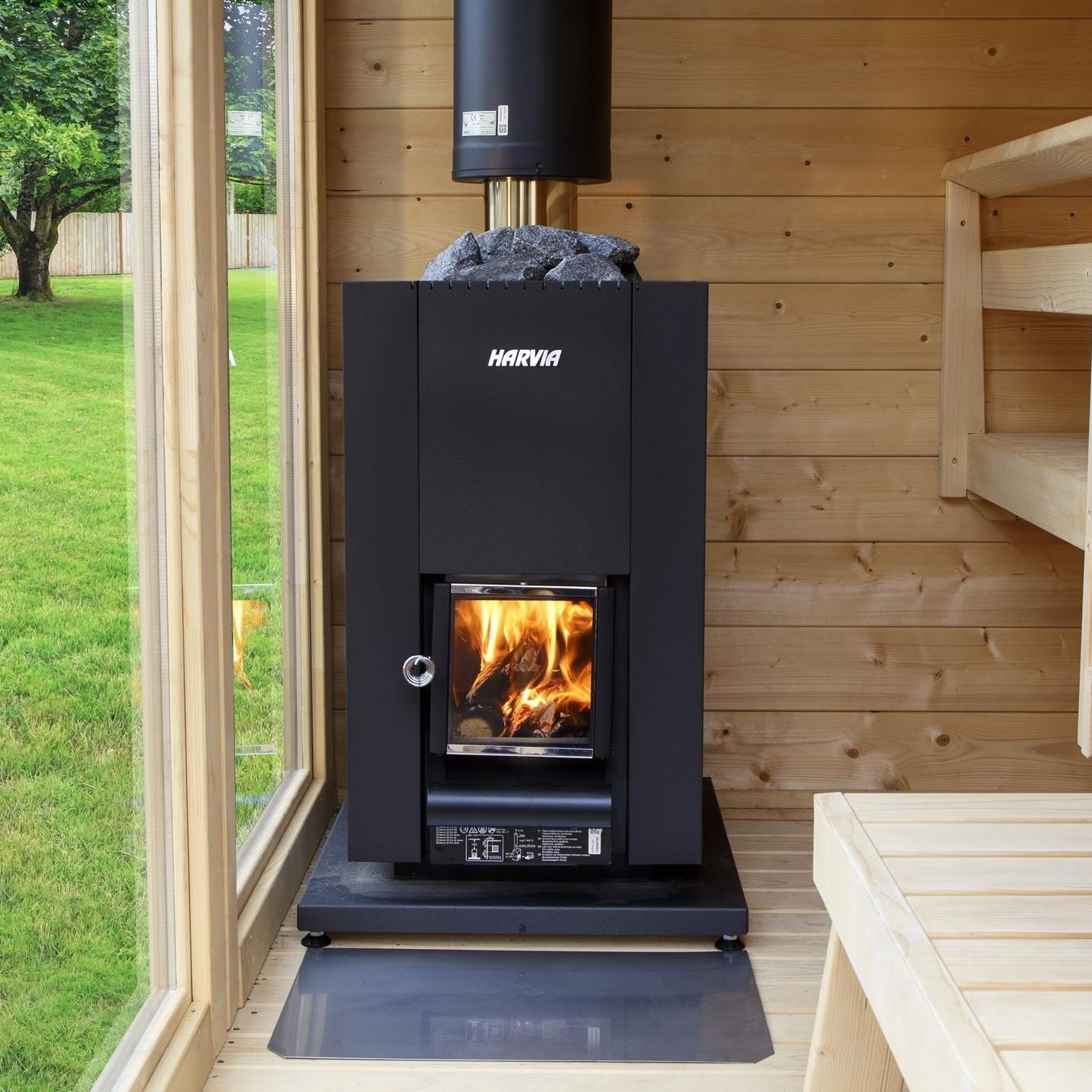 Wood sauna stove Hekla Saunas floormounted / steel / cast iron