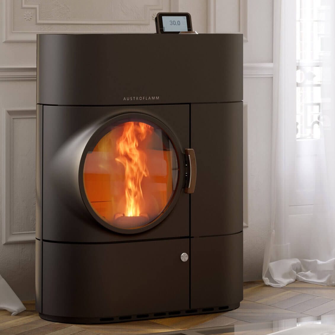 Hybrid heating stove Clou Duo AUSTROFLAMM wood / pellet / 7 kW