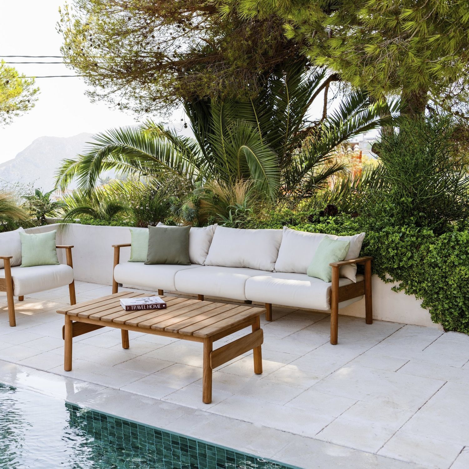 Contemporary sofa - Pomalo - FJAKA Furniture - outdoor / white / fabric