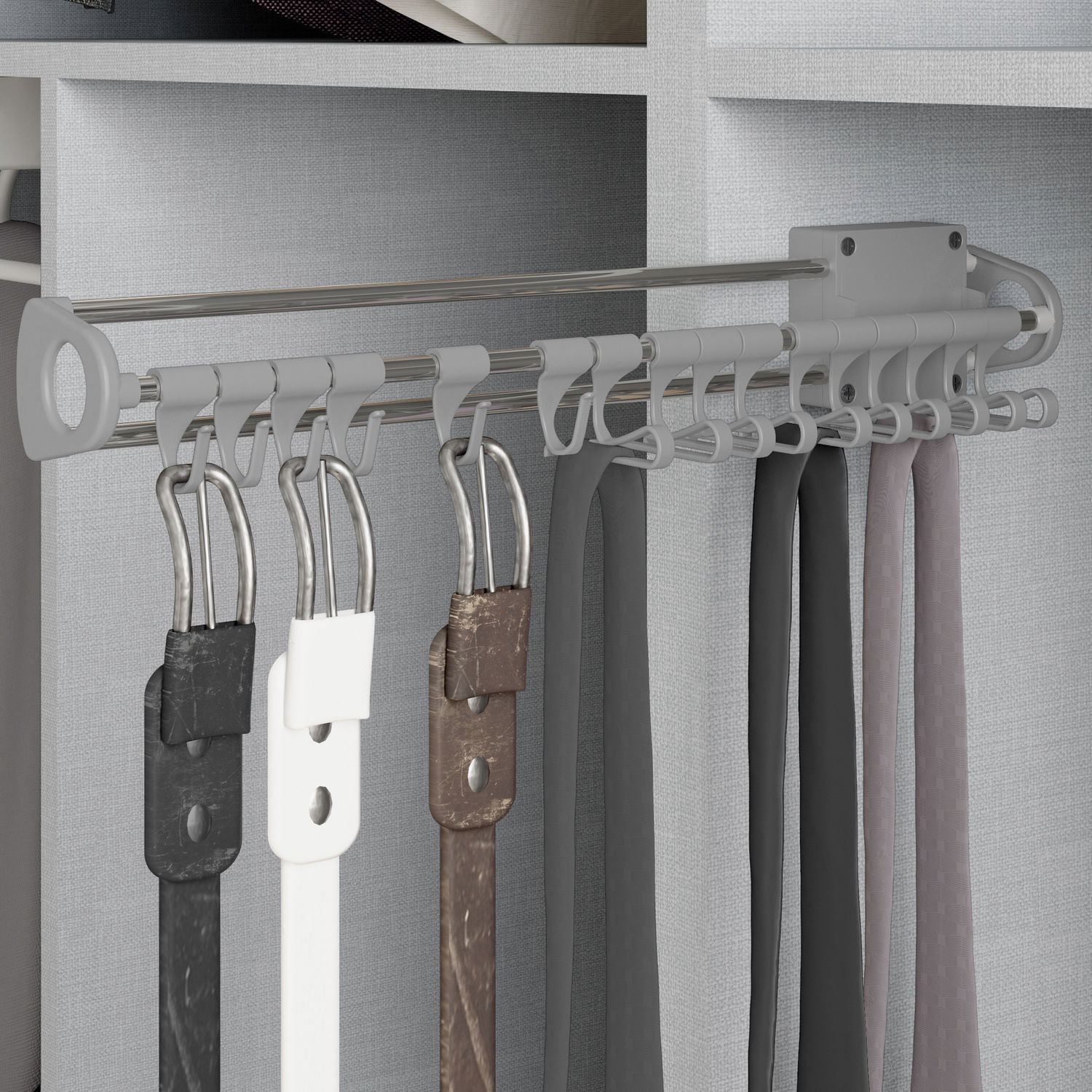 Emuca Self Pull-out Wardrobe Rail, 450, Silver Painted, Steel And Plastic