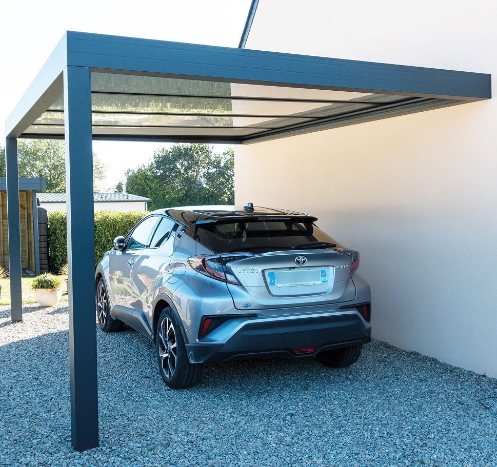 Aluminum carport - carport - SI TECH INDUSTRIE - glass / 1-person / custom