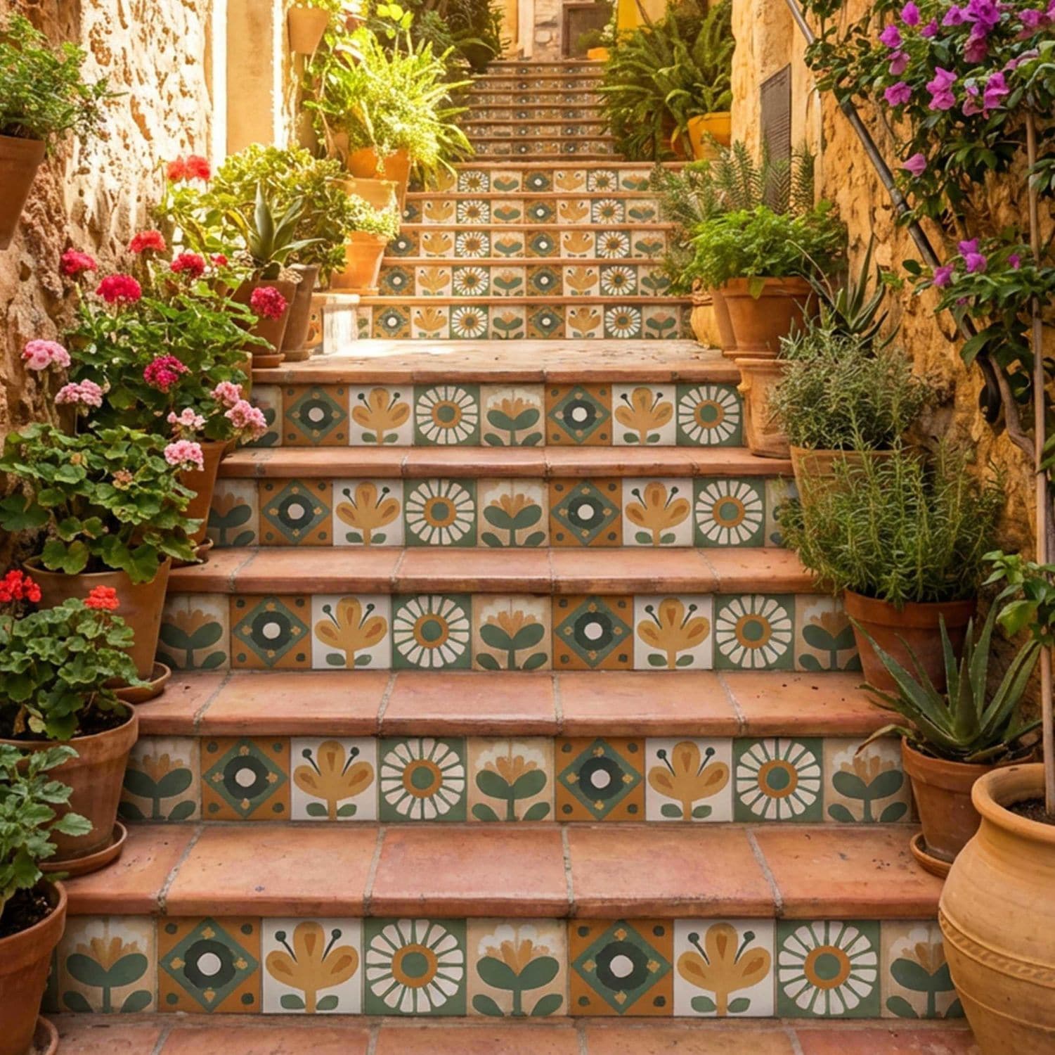 Ceramic Tile Risers Ceramic tile - BOHO STYLE CERAMIC STAIR RISER - Tempera Art Design ...