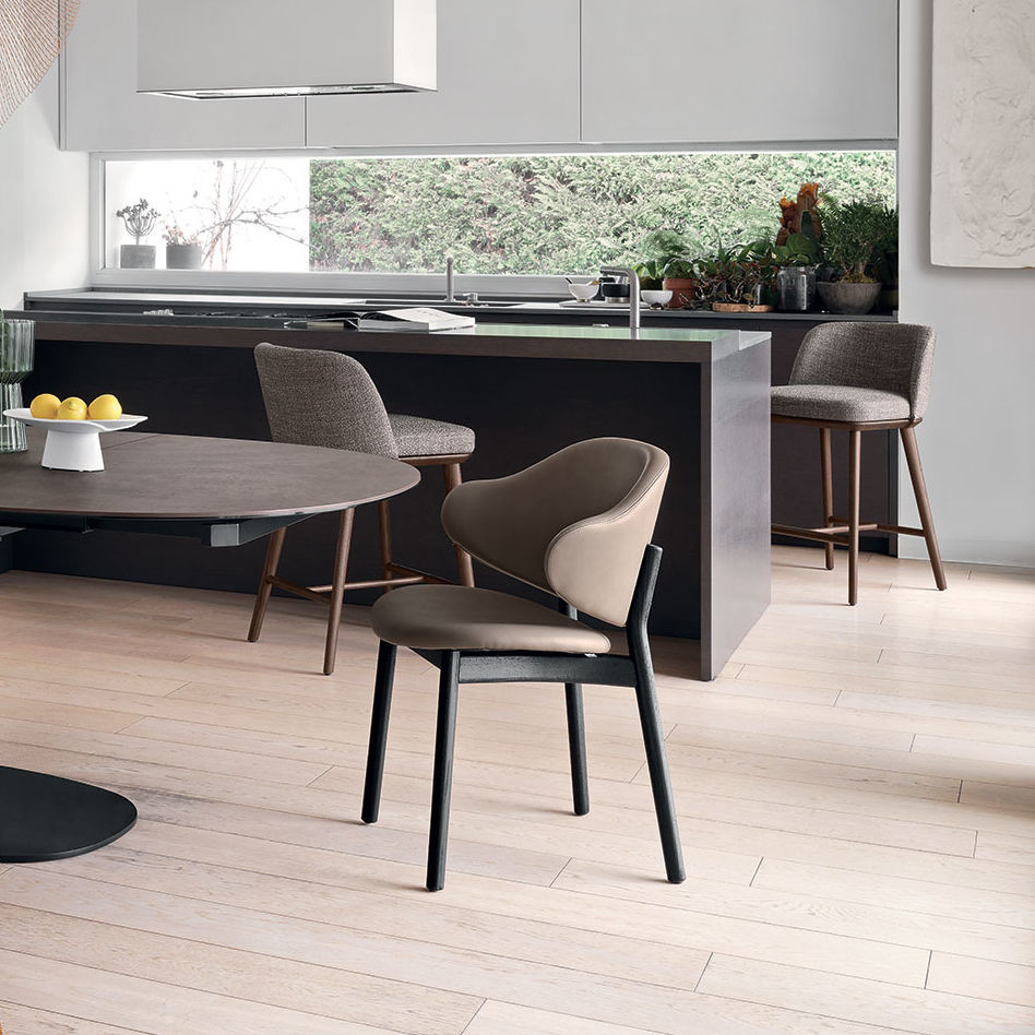 Contemporary chair holly calligaris fabric / wooden base