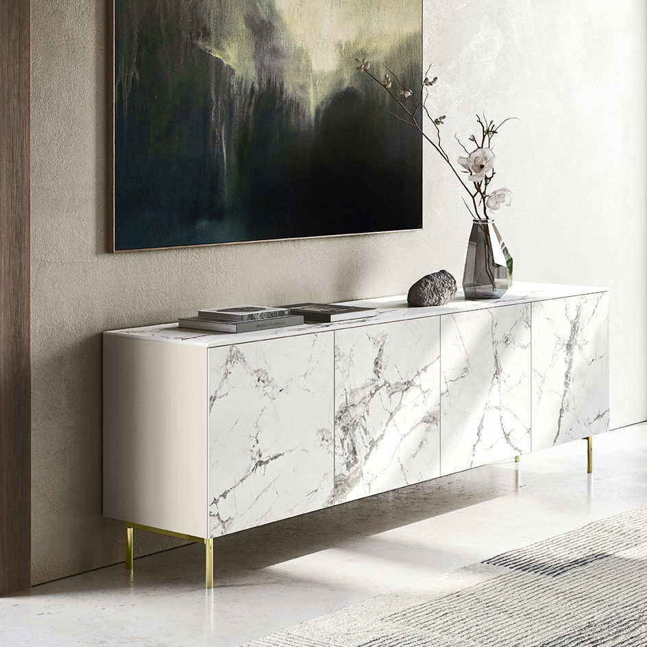 Contemporary sideboard universal calligaris wooden / metal / marble