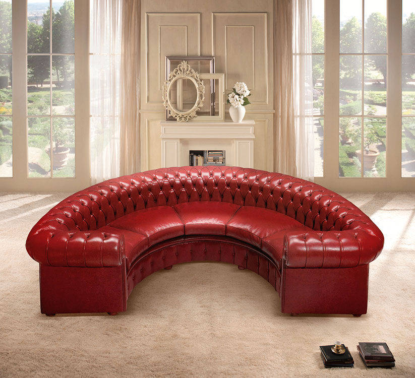 Semicircular Sofa Royal Danti Di Stefano E C Chesterfield Red Leather Semicircular Sofa Royal Danti Di, Semi Circular Leather Sofa
