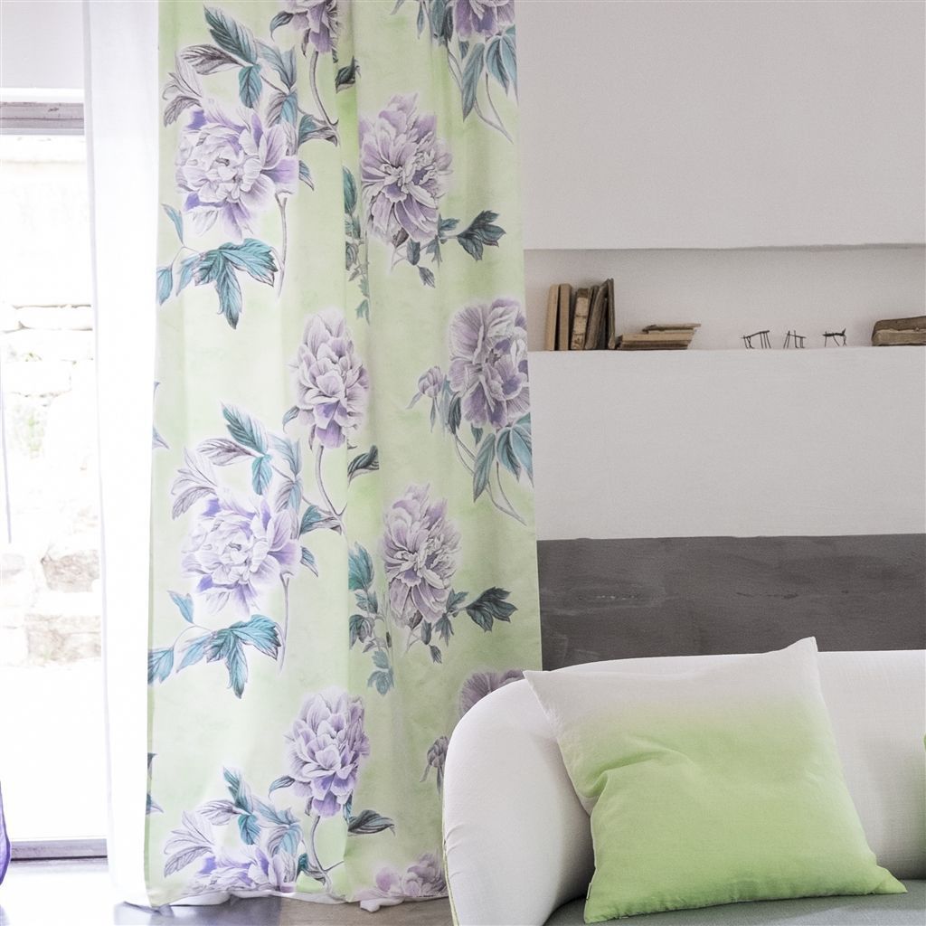 Upholstery fabric - KAORI - DESIGNERS GUILD - for curtains / striped /  floral pattern