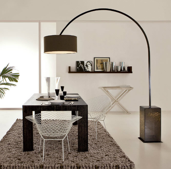 Floor Standing Lamp Contemporary Fabric Arc Achille