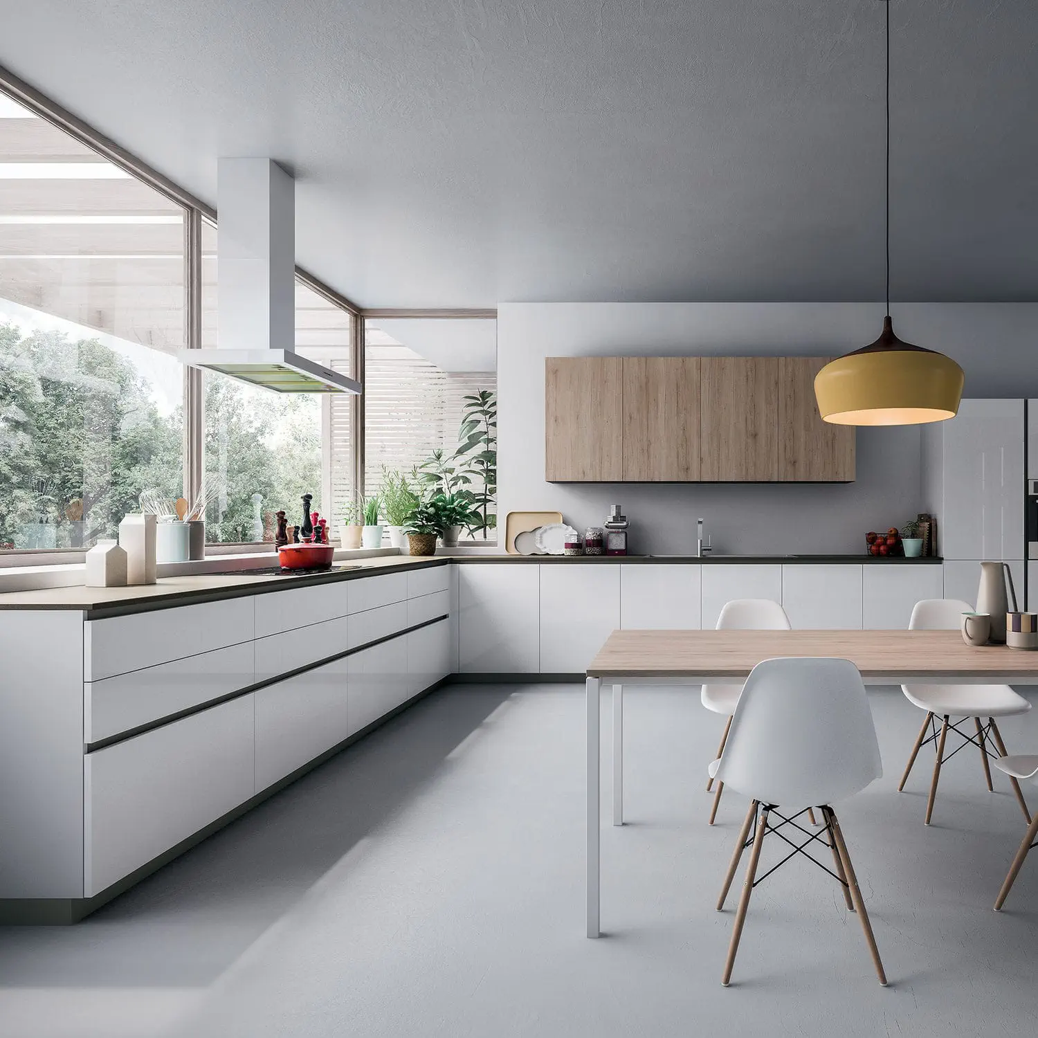 Contemporary Kitchen Space Profile C Gd Arredamenti Wood Veneer Mdf Aluminum